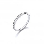 Gorgeous Sterling Silver Art Deco Half Eternity Ring Created With Swarovski Zirconia