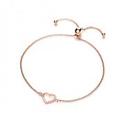 Delicate & Adjustable Sterling Silver & Rose Gold Plated Heart Friendship Bracelet