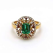 18K Emerald Ring Octagon 1.23 Cts
