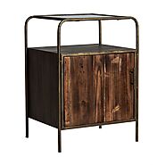 Billy industrial Style Bedside Table With Gold Finish