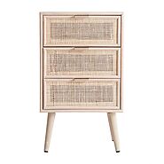 Kawiki 42cm Wood And Rattan Bedside Table