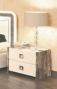 Ramona Italian White Gloss And Wood Effect Bedside Table