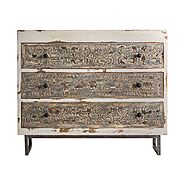 Jayleen 110cm White Distressed Chest Of Drawers