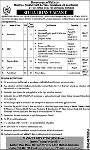 Ministry Of National Health Services Latest Jobs 2020 In Islamabad Apply Online - AllPkJobs