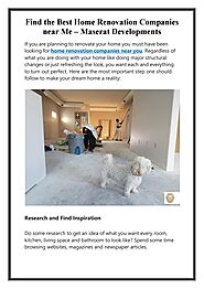 Find the Best Home Renovation Companies Near Me by Maserat Developments - Issuu