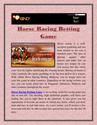 Horse racing betting game