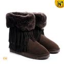 Ladies Shearling Lined Fringe Ankle Boots CW314427