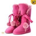 Pink Shearling Lined Ankle Snow Boots CW314411