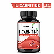 Farmity L-Carnitine L-Tartrate (Essential Amino Acid) 60 Veg Capsules 500 mg | Fat reduce | Muscle Strength, Recovery...