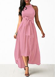 Rotita Pink Cardigan and High Low Belted Dress - KWEEKBOOK