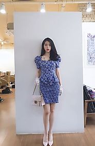 Fitting Blue Flower Skirt | IU - Hotel Del Luna | K-Fashion at Fashionchingu