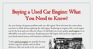Buying a Used Car Engine What You Need to Know