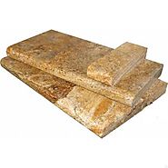 Tuscany Scabas 16X24 Honed Unfilled Brushed One Long Side Bullnose Pool Coping - Patio Pavers USA