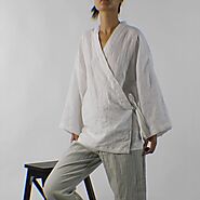 Linen Kimono Wrap Top
