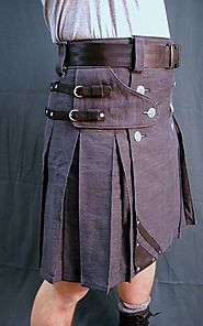 Fine Quality Heavy Duty Denim and Leather Kilt on sale