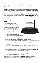Guiding steps for Linksys WiFi Extender Setup | edocr