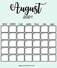 10 Free Printable Cute And Stylish August 2021 Calendars