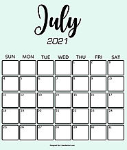 Free Printable Cute & Elegant July 2021 Calendars