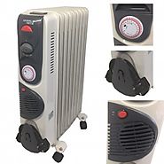 White Turbo 11 fin Oil Heater Portable Radiator Electrical Multi heat Setting
