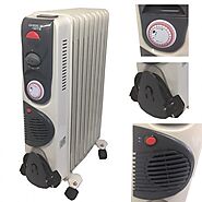 Shop Now! Portable 11 Fin 2500W Oil Filled Radiator Winter Heater with Thermostat in White