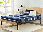 Zinus Olivia Metal and Wood Platform Bed With Wood-Slat Support
