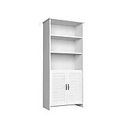 Shari 8cm White Grooved Front Wide Bookcase