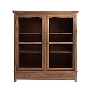 Kooki Solid Wood Leaded Glass Caged Display Cabinet Or Bookcase