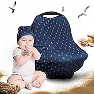 Cool Beans Baby Car Seat Canopy and Breastfeeding Nursing Cover – Bonus Infant Baby Beanie and Bag