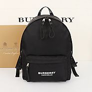 Burberry Logo Print ECONYL Backpack In Black Outlet Burberry Cheap Sale Store