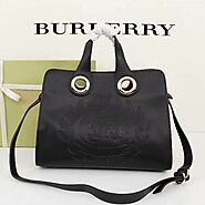 Burberry Leather Crest Grommet Detail Tote In Black