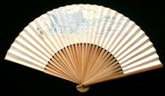 Japanese Folding Fan Landscape Silver Leaf Vintage Paper Fan Sensu Ogi F180 Shan-Shui Painting Mountain and Water