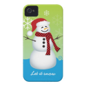 Snowman wearing Santa hat iPhone 4 Case-Mate Case from Zazzle.com