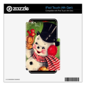 Vintage Snowman with a Red Bird iPod Touch 4G Skins from Zazzle.com