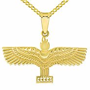 14k Yellow Gold Aramean-Syriac Flag Symbol Pendant with Cuban or Figaro Chain Necklaces