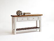Boe 130cm Antiqued White And Pine Console Table