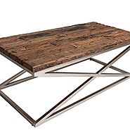 Aiden 120cm Solid Wood And Steel Coffee Table