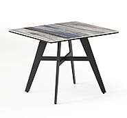 Caldon Ceramic On Glass Blue And Grey Square Side Table