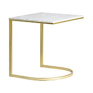 Errin Art Deco Style White And Gold Side Table