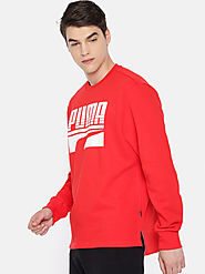 Buy Puma Men Red & White Printed Rebel Bold Crew FL High Risk Sweatshirt - Sweatshirts for Men 10299087 | Myntra