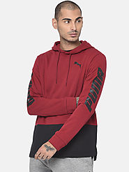 Buy Puma Men Red Speed Slant Logo Solid Hooded Sweatshirt - Sweatshirts for Men 11200532 | Myntra