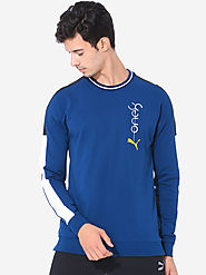 Buy Puma Men Blue Solid VK Crew Gibraltar Sea Sweatshirt - Sweatshirts for Men 10638110 | Myntra