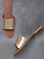 Buy Anouk Women Gold Toned Laser Cut Open Toe Flats - Flats for Women 8671945 | Myntra