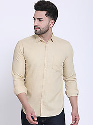 Buy Crosscreek Men Beige Slim Fit Solid Casual Shirt - Shirts for Men 11687842 | Myntra