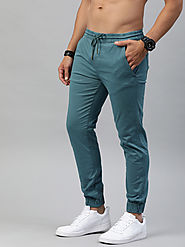 Buy Roadster Men Blue Regular Fit Solid Joggers - Trousers for Men 11160560 | Myntra