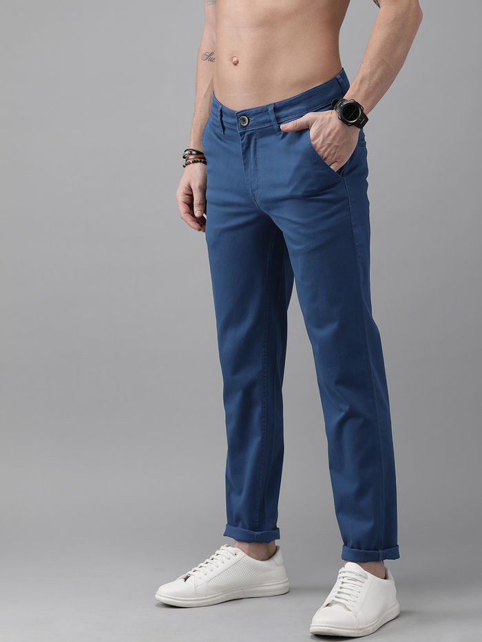 Buy Roadster Roadster Men Navy Blue Trousers at Redfynd