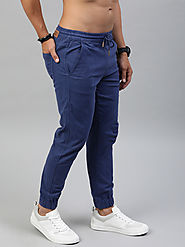 Buy Roadster Men Navy Blue Regular Fit Solid Joggers - Trousers for Men 11160596 | Myntra