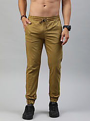 Buy Roadster Men Khaki Regular Fit Solid Joggers - Trousers for Men 11160586 | Myntra