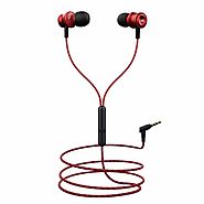 boAt BassHeads 152 with HD Sound, in-line mic, Dual Tone Secure Braided Cable & 3.5mm Angled Jack Wired Earphones. (Red)