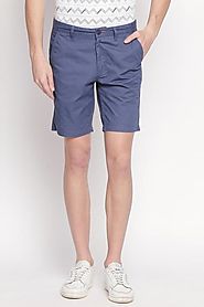 Urban Ranger Men Solid Blue Shorts - Selling Fast at Pantaloons.com