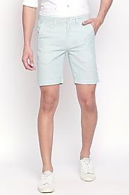 Byford Men Solid Green Shorts - Selling Fast at Pantaloons.com